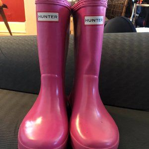 HUNTER PINK GIRLS RAIN BOOTS 12B